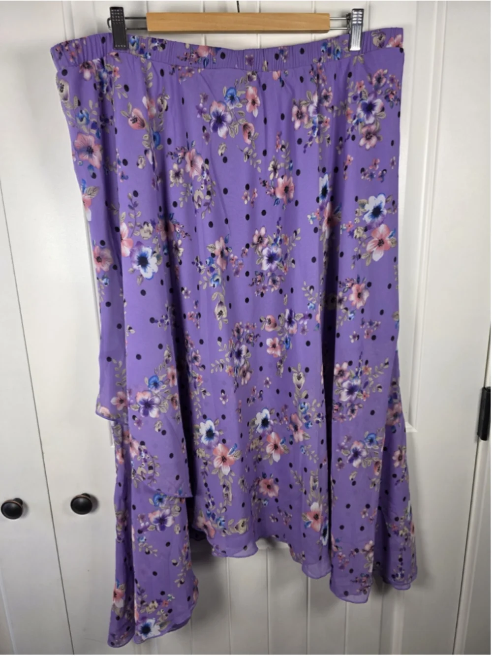 Anthony Original Sz 1X NWT 2 pc Purple Floral Embroidered Tunic Chiffon Skirt